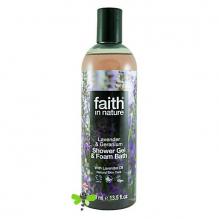 Гель для душа Пена для ванны натуральная Faith in nature с эфирными маслами Лаванды и Герани, 250мл